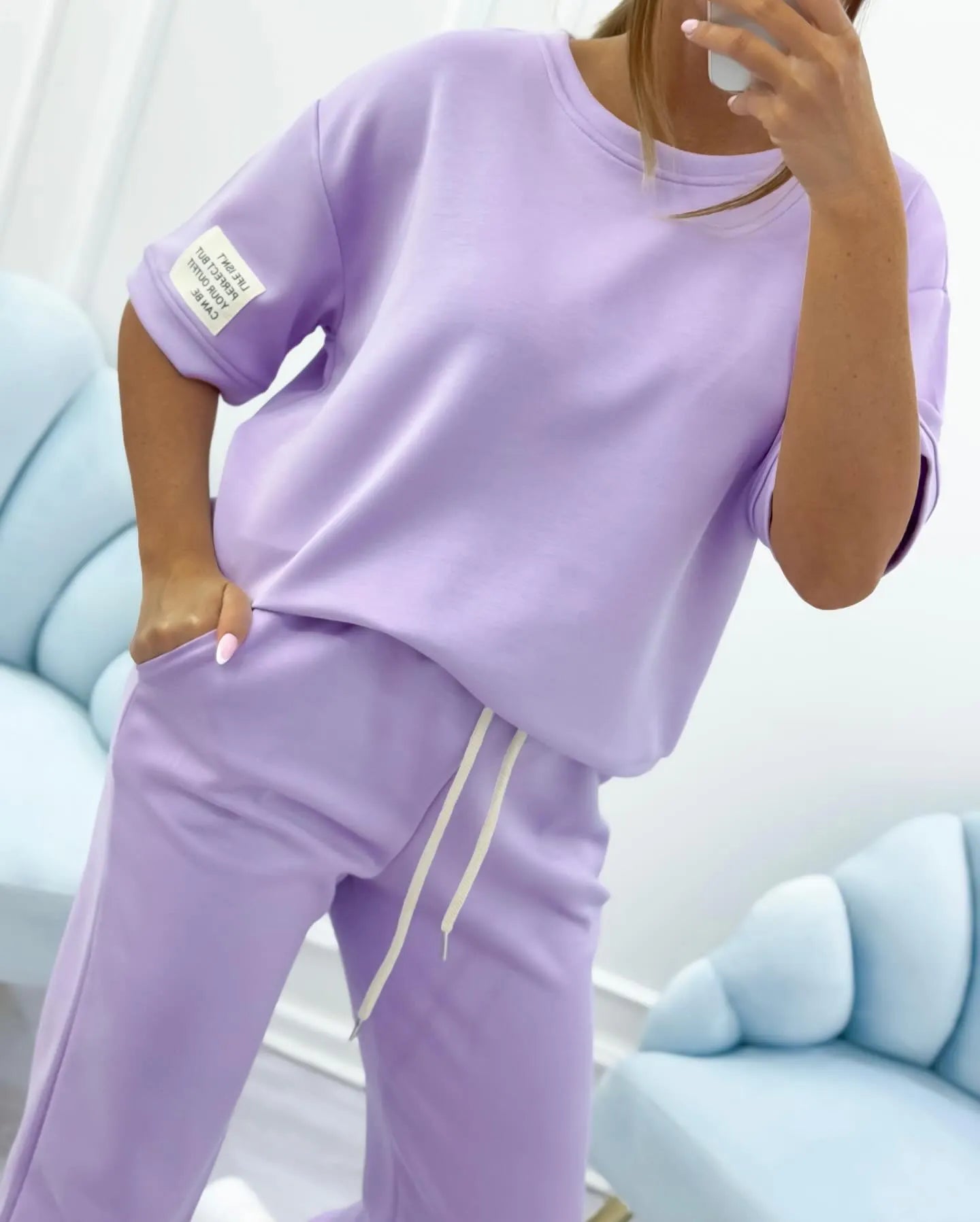 ⏳ Oferta ograniczona czasowo! ⏰Damski zestaw casualowy z jednolitym topem i spodniami