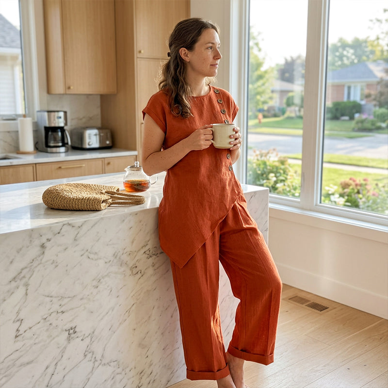 Urban Asymmetric Top and Wide Pants