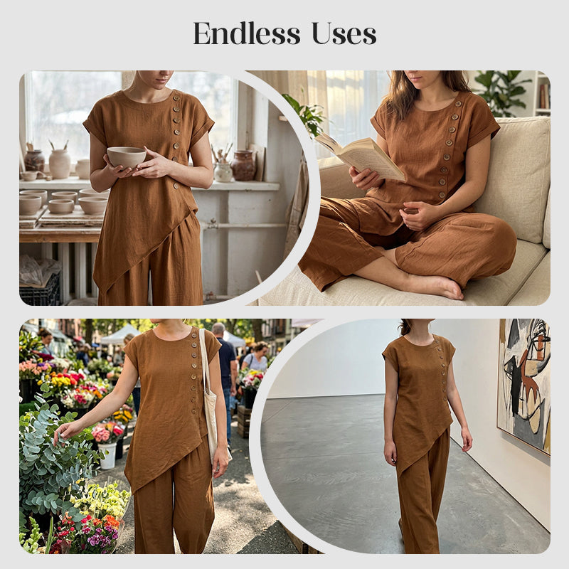 Urban Asymmetric Top and Wide Pants